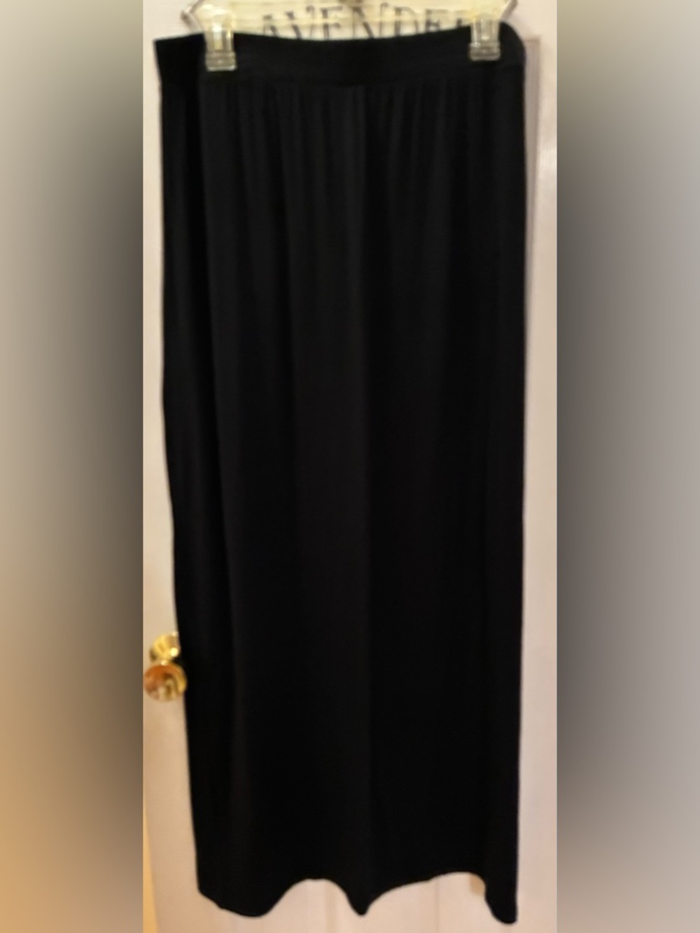 Apt. 9 Solid Black Maxi Skirt with Elastic Waist and Left Side Slit